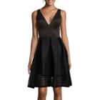 Bisou Bisou Sleeveless Textured Fit-and-flare Dress