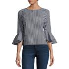 By & By 3/4 Sleeve Round Neck Poplin Blouse-juniors