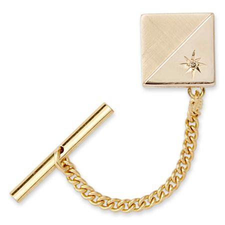 Tie Tack With Contrasting Finish And Diamond Accent