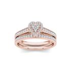 1/2 Ct. T.w. Diamond 10k Rose Gold Heart-shaped Bridal Set