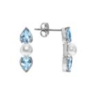 Journee Collection Genuine Blue Topaz And Simulated Pearl Sterling Stud Earrings