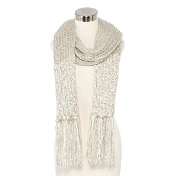Olsenboye Marled Skinny Scarf With Fringe