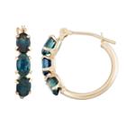 Blue Sapphire 10k Gold Hoop Earrings