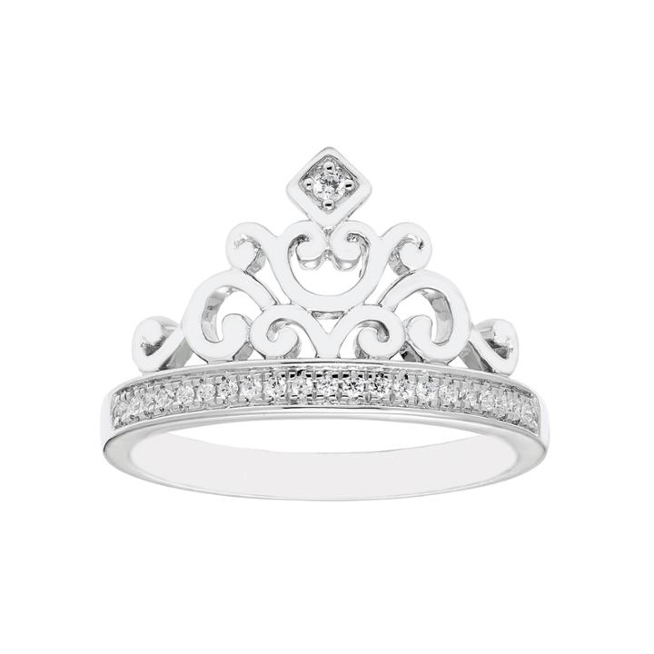 Enchanted By Disney Womens 1/10 Ct. T.w. White Diamond Sterling Silver Cocktail Ring