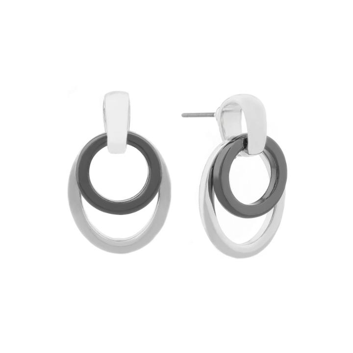 Liz Claiborne Door Knocker Earring Slvertone Hematite