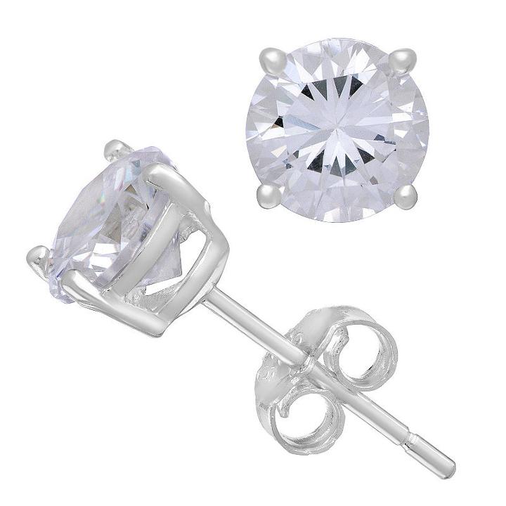 Diamonart 3/4 Ct. T.w. White Cubic Zirconia Sterling Silver Round Stud Earrings