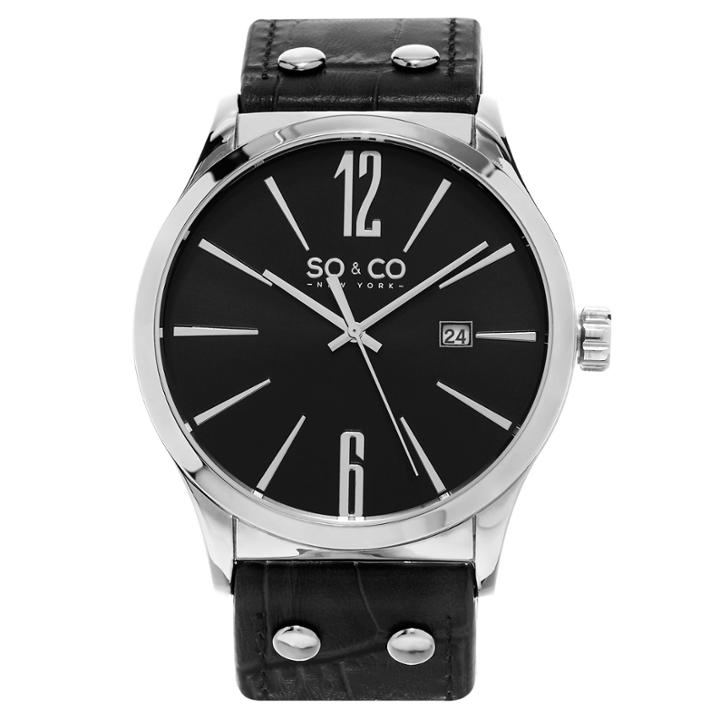 So & Co Ny Men's Madison Leather Dress Quartz Watch J159p0