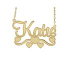 Personalized 14k Gold Over Sterling Silver Name Necklace With Hearts
