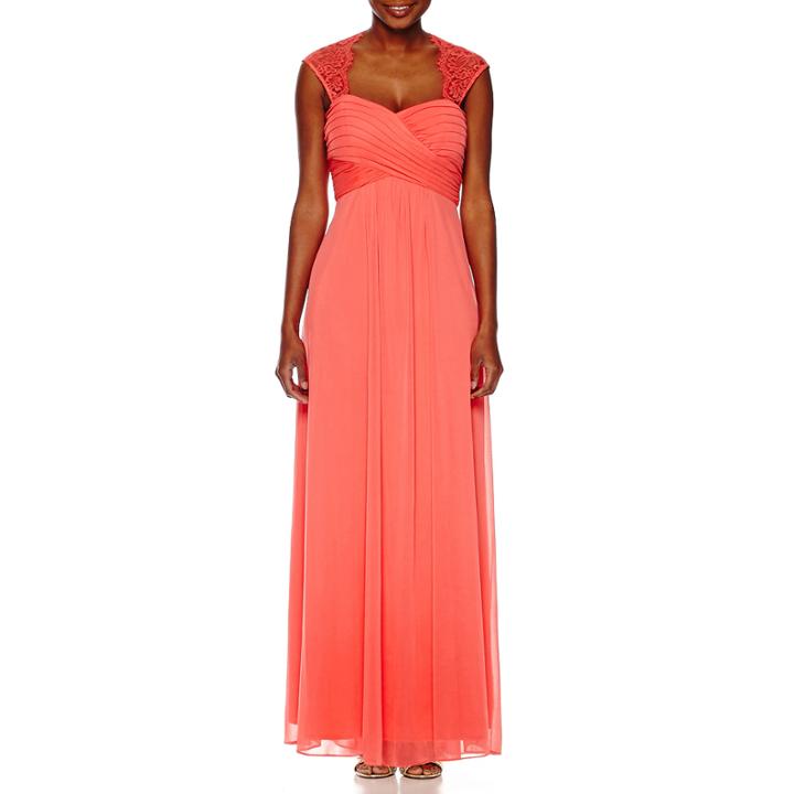 Scarlett Sleeveless Lace-shoulder Formal Gown - Petite