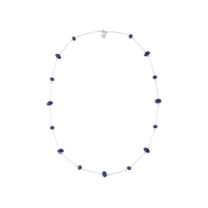 Liz Claiborne Silver-tone Navy Stone Long Strand Necklace