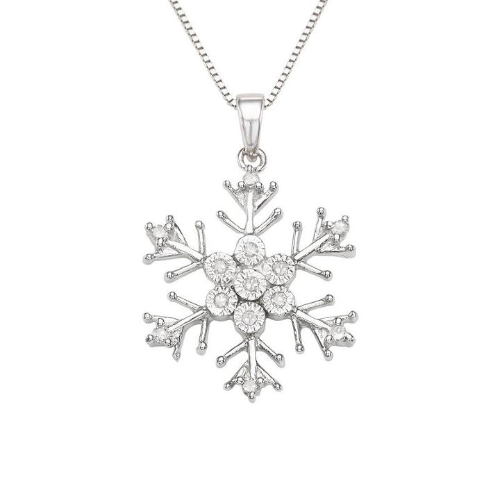 Womens 1/10 Ct. T.w. Genuine White Diamond Pendant Necklace