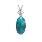 Enhanced Turquoise Sterling Silver Scalloped Pendant Necklace