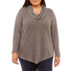 Byer California Long Sleeve Cowl Neck Knit Blouse-plus