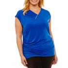 Liz Claiborne Cap Sleeve V Neck T-shirt-womens Plus