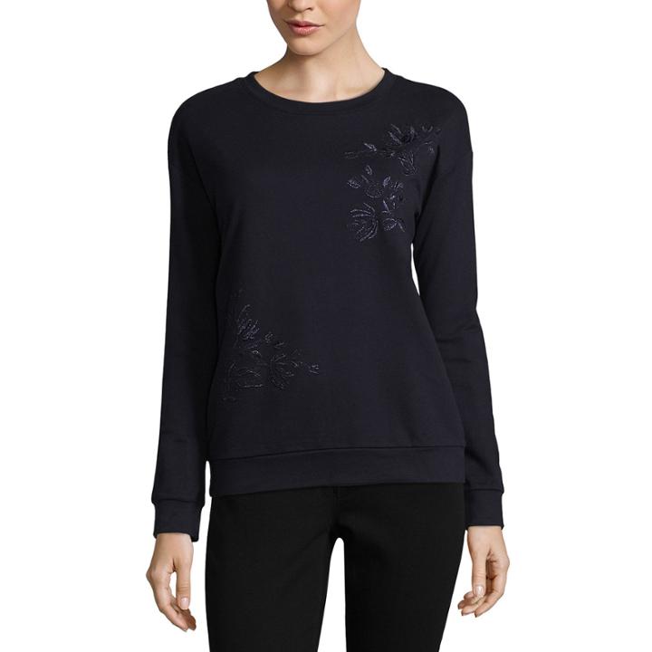 Liz Claiborne Long Sleeve Embroidered Sweatshirt