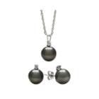 Genuine Tahitian Pearl And White Topaz Necklace & Earring Set