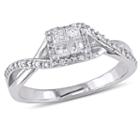 Womens 1/4 Ct. T.w. Genuine Princess White Diamond Sterling Silver Engagement Ring