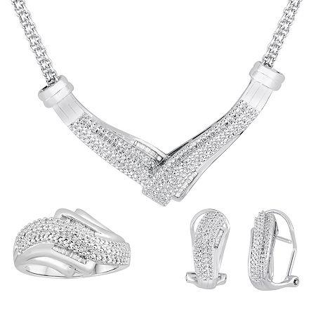1/4 Ct. T.w. Diamond Silver Over Brass 3-pc. Jewelry Set
