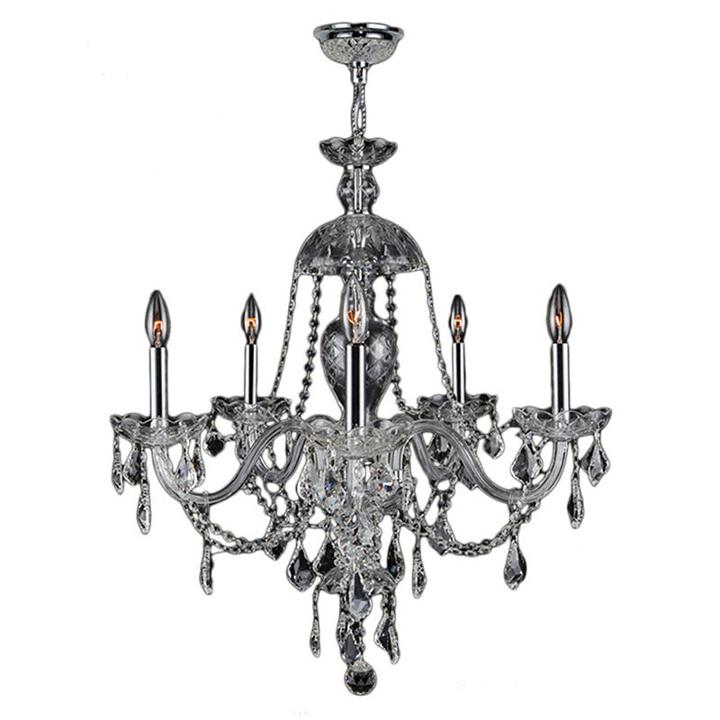 Provence Collection 5 Light Chrome Finish And Clear Crystal Chandelier