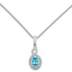 Womens Diamond Accent Blue Blue Topaz Pendant Necklace