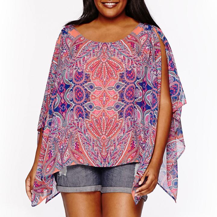 Boutique+ Woven Poncho Top - Plus