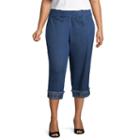 Alfred Dunner Sun City Embroidered Cuff Capri- Plus