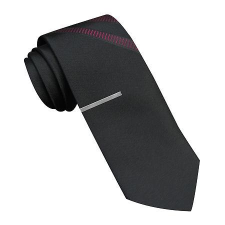Jf J. Ferrar Accent Panel Tie And Tie Bar Set - Skinny