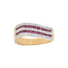 Limited Quantities Lead Glass-filled Pink Ruby And 1/4 Ct. T.w. Diamond Wave Ring