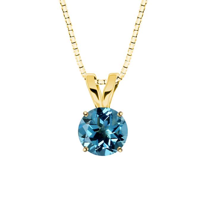 Genuine Swiss Blue Topaz 10k Yellow Gold Pendant Necklace