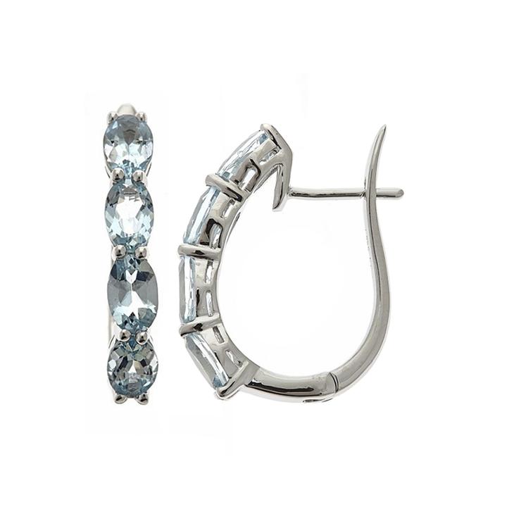 Limited Quantities Genuine Aquamarine Sterling Silver Hoop Earrings