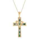 Womens Diamond Accent Green Emerald 10k Gold Pendant Necklace