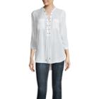 A.n.a 3/4-sleeve Lace-up Blouse - Petite