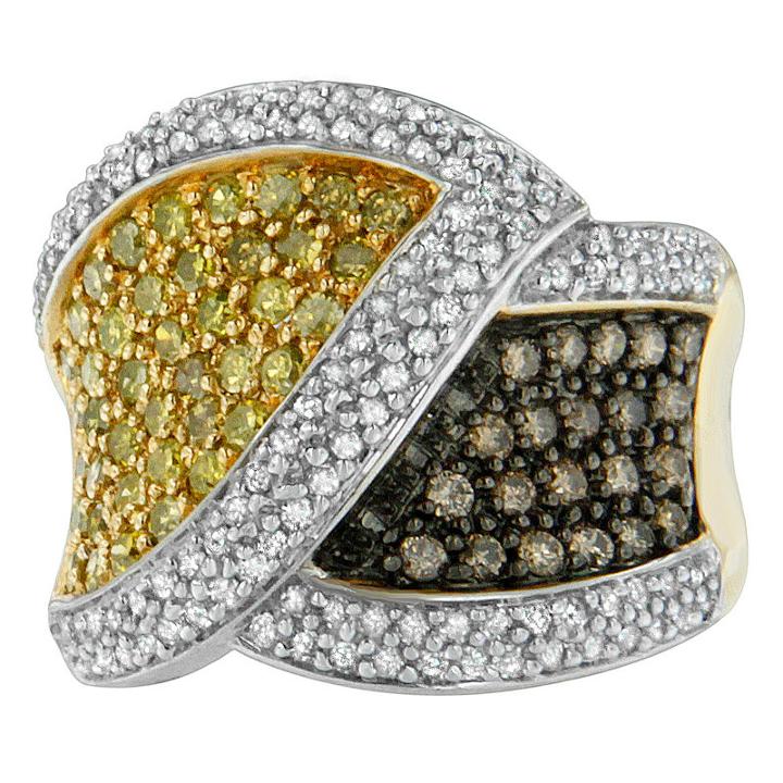 Womens 1 1/2 Ct. T.w. Color Enhanced White Diamond 14k Gold Crossover Ring