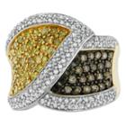 Womens 1 1/2 Ct. T.w. Color Enhanced White Diamond 14k Gold Crossover Ring