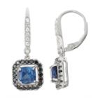 Lab-created Sapphire & Genuine Black Spinel Diamond Accent Sterling Silver Leverback Earrings