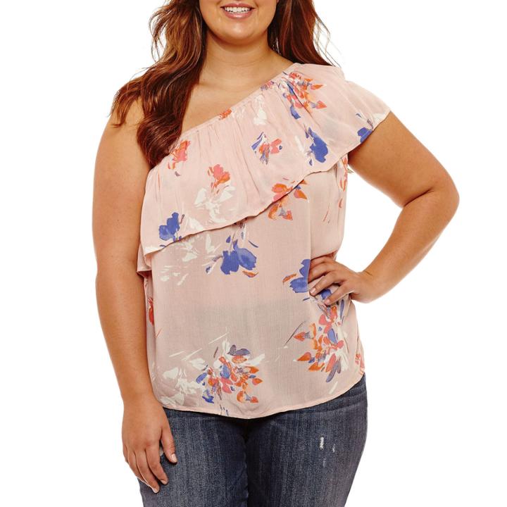 Arizona One Shoulder Ruffle Top - Juniors Plus