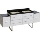 74-in. W Floor Mount White Vanity Set For 3h4-in. Drilling Black Galaxy Top Biscuit Um Sink