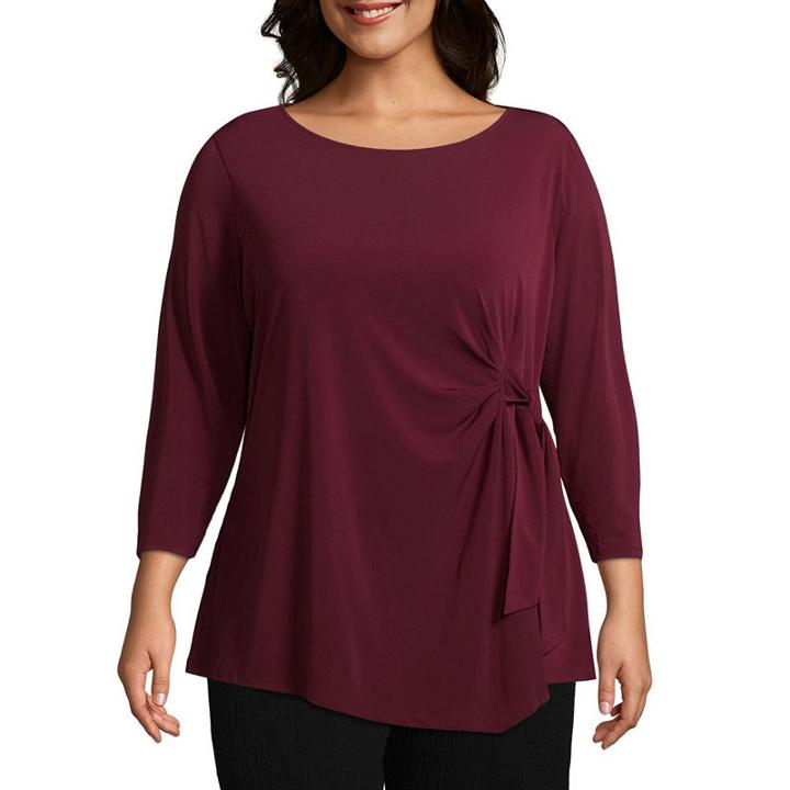 Liz Claiborne Waist Tie Tunic Top - Plus