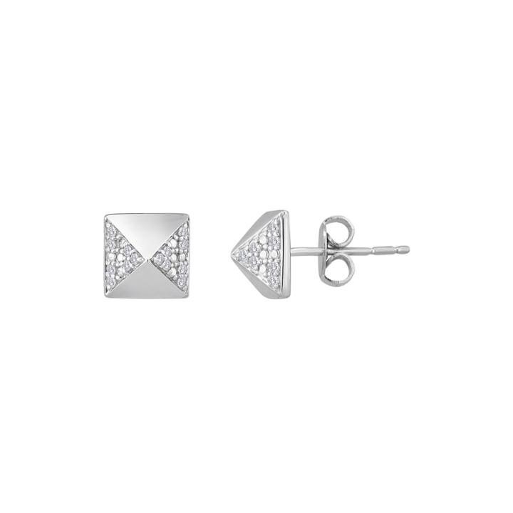 1/10 Ct. T.w. Diamond 14k Yellow Gold Over Sterling Silver Pyramid Stud Earrings