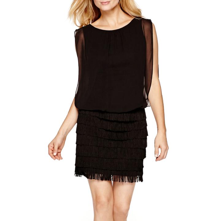 Scarlett Sleeveless Fringed Blouson Dress