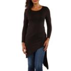 24/7 Comfort Apparel Extra Long Diagonal Sweep Tunic Top