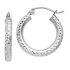 10k White Gold 15mm Round Hoop Earrings