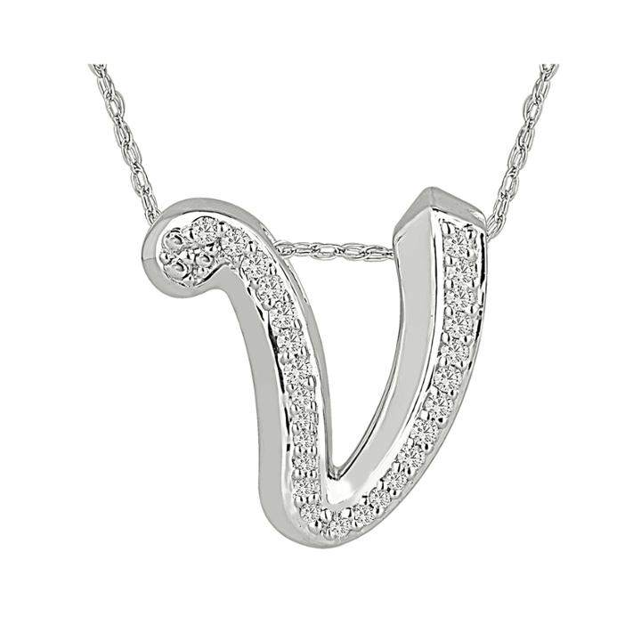 1/7 C.t. Tw. Diamond Sterling Silver V Pendant
