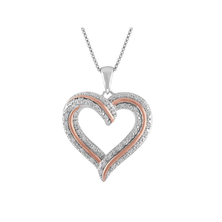 Womens 1/10 Ct. T.w. White Diamond 14k Gold Over Silver Pendant Necklace