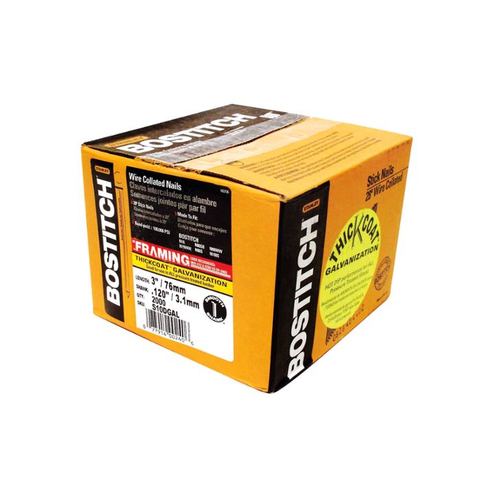 Bostitch Stanley S10dgal-fh 3 Thickcoat Galvanized 28 Stick Framing Nails 2;000 Count