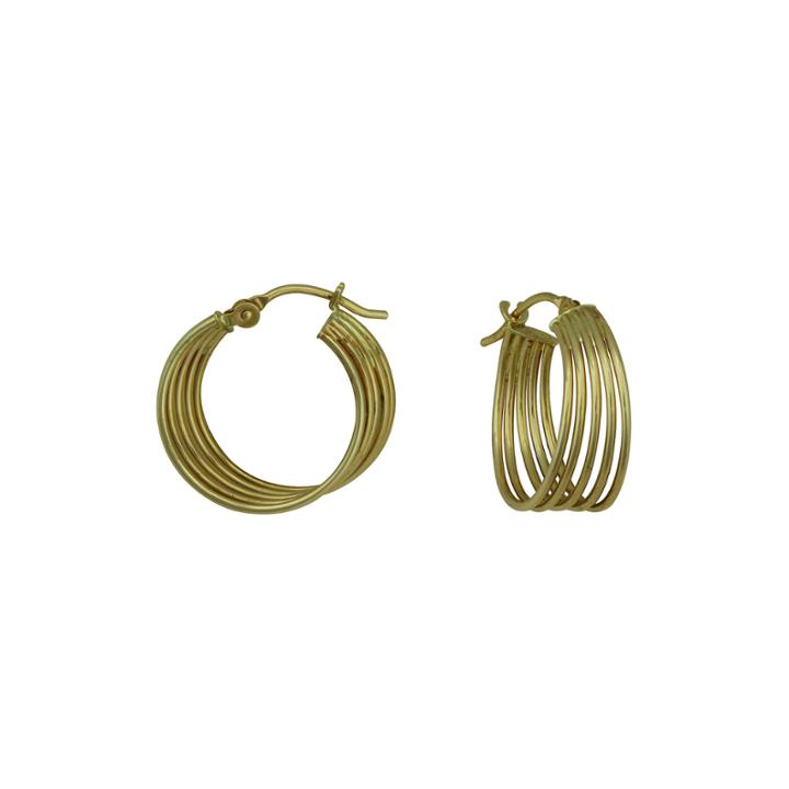 14k Yellow Gold Multi-row Hoop Earrings