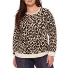 Liz Claiborne Long-sleeve Leopard Print Pullover Top - Plus