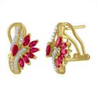 Lab Created Red Ruby 14k Gold Over Silver Drop Earrings