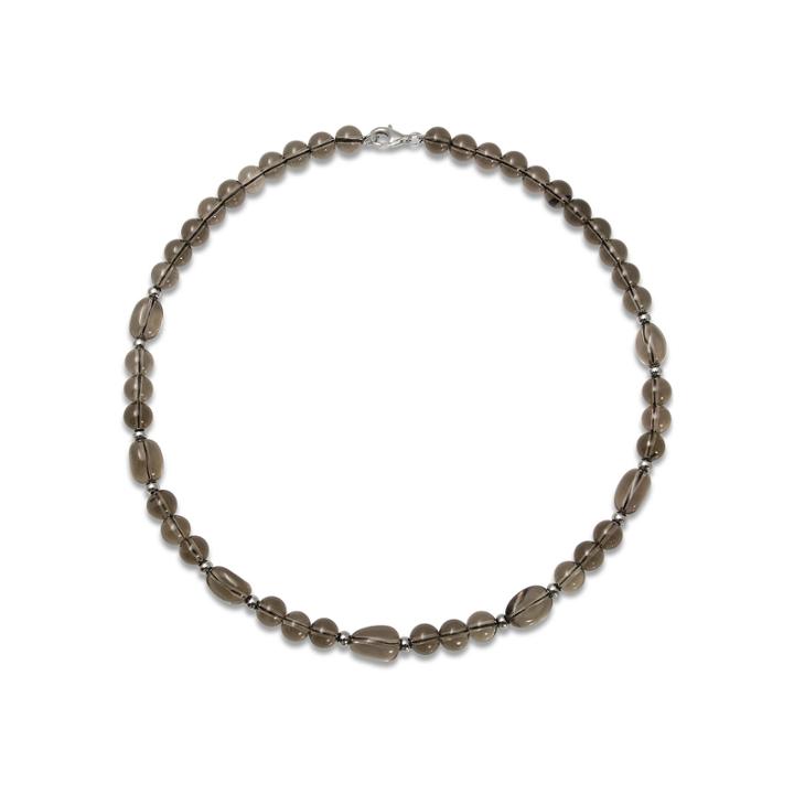 Sterling Silver Smokey Quartz Bead Necklace