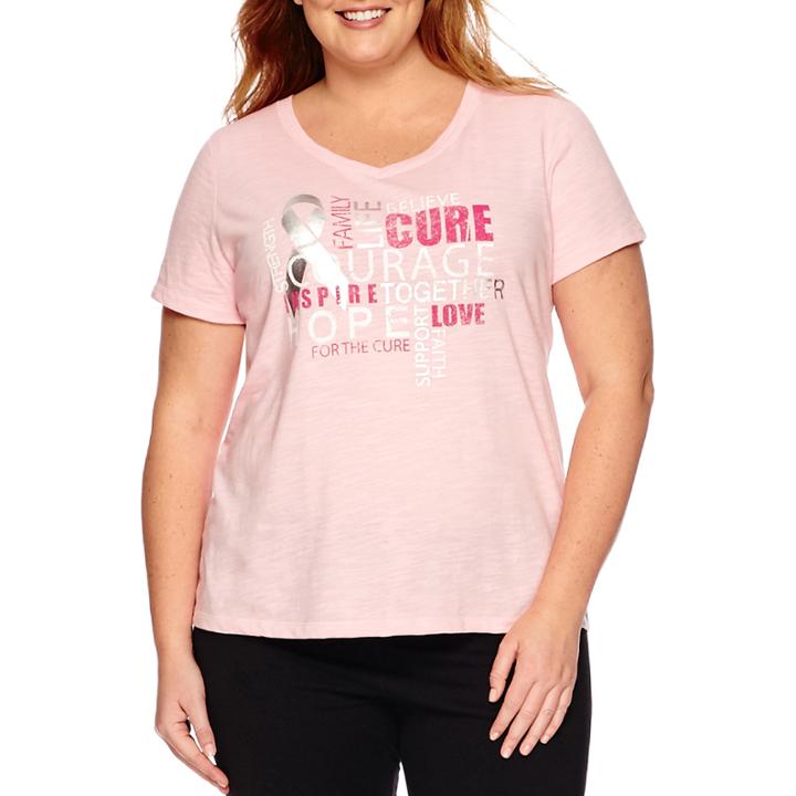 Made For Life™ Short-sleeve Breast Cancer Graphic V-neck Tee - Plus